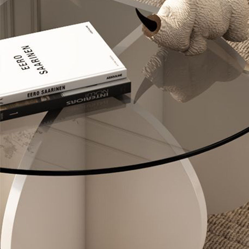 Contemporary Scandinavian Round Tempered Glass Particleboard Coffee Table For Living Room
