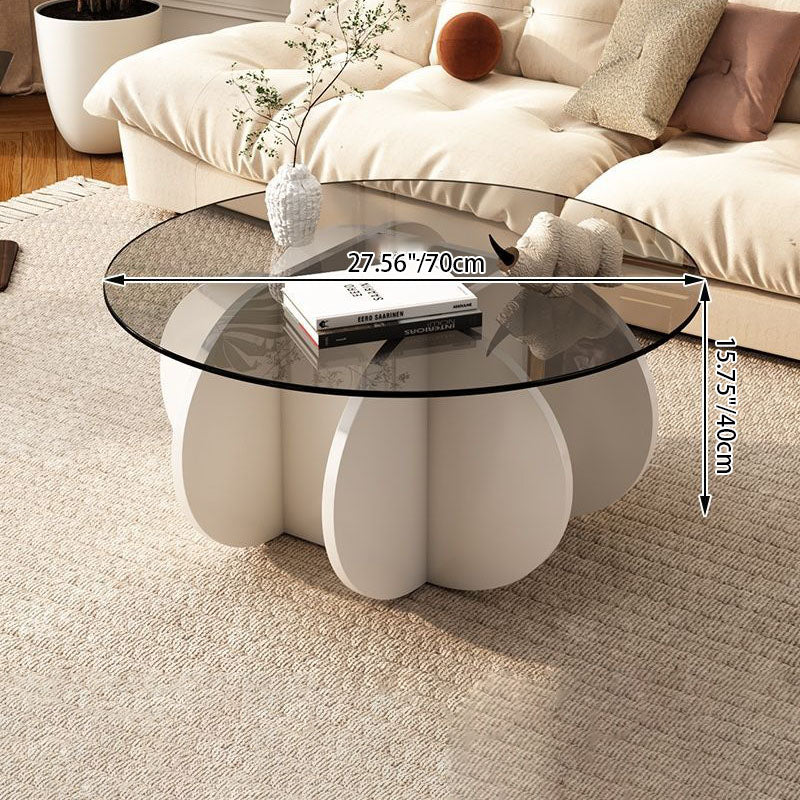 Contemporary Scandinavian Round Tempered Glass Particleboard Coffee Table For Living Room