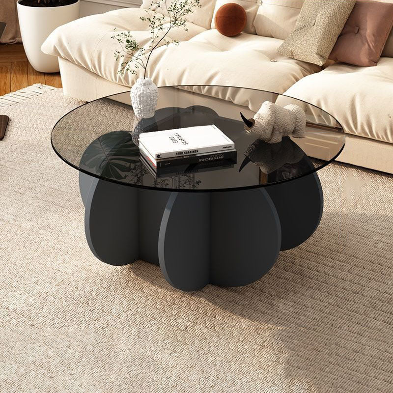 Contemporary Scandinavian Round Tempered Glass Particleboard Coffee Table For Living Room