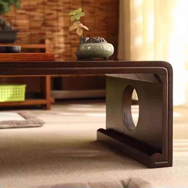 Traditional Japanese Rectangular Paulownia Solid Wood Tatami Coffee Table For Living Room & Bedroom