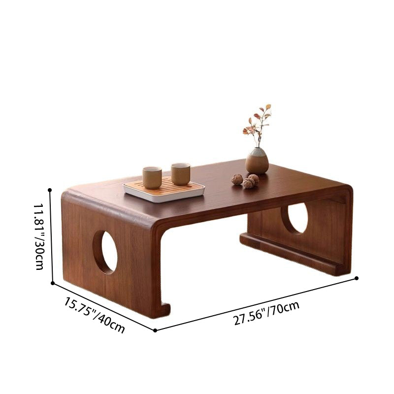 Traditional Japanese Rectangular Paulownia Solid Wood Tatami Coffee Table For Living Room & Bedroom