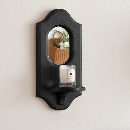 Traditional Vintage Rectangular Solid Wood Fiber Plywood Glass Decorative Small Wall Mirror For Living Room & Entryways
