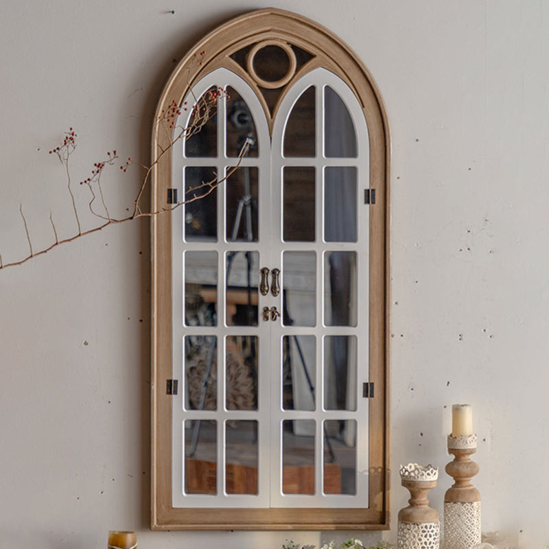 Traditional Farmhouse Rectangular Cedar Medium-Density Fiberboard Glass Decorative Full-Length Mirror For Living Room & Entryways