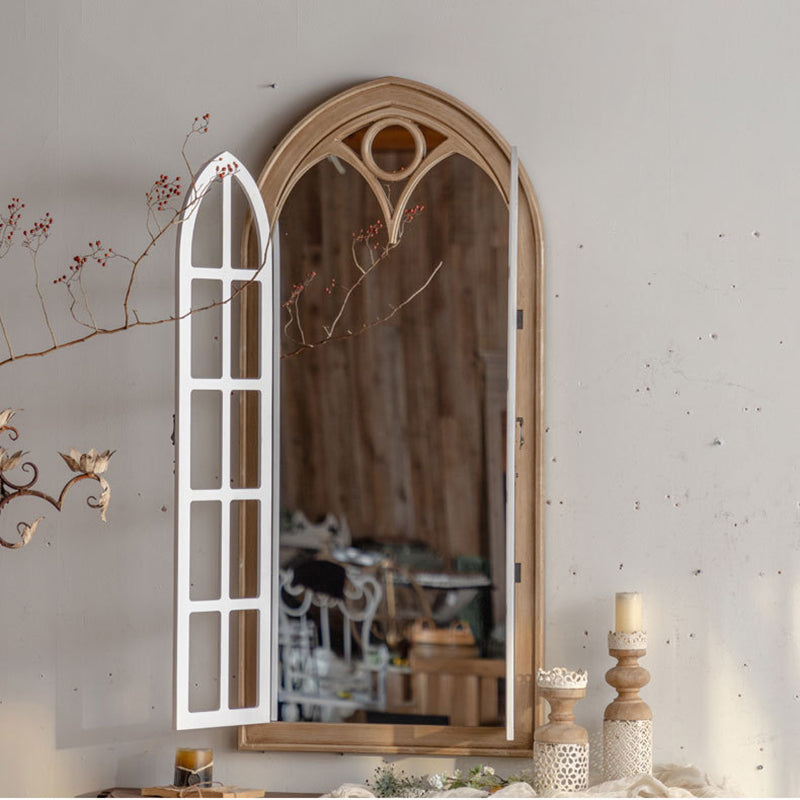 Traditional Farmhouse Rectangular Cedar Medium-Density Fiberboard Glass Decorative Full-Length Mirror For Living Room & Entryways