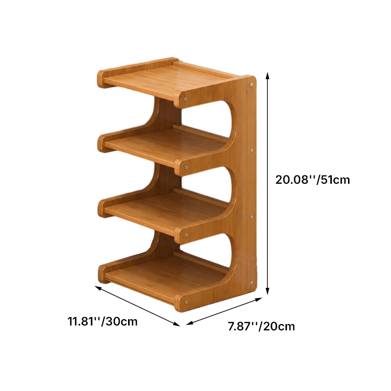 Contemporary Scandinavian Rectangular Nan Bamboo Medium-Density Fiberboard Storage Shelf Shoe Storage 2/3/4/5/6-Tier For Entryways & Living Room