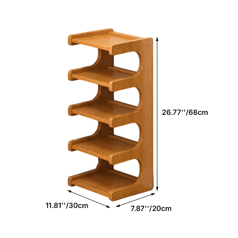 Contemporary Scandinavian Rectangular Nan Bamboo Medium-Density Fiberboard Storage Shelf Shoe Storage 2/3/4/5/6-Tier For Entryways & Living Room