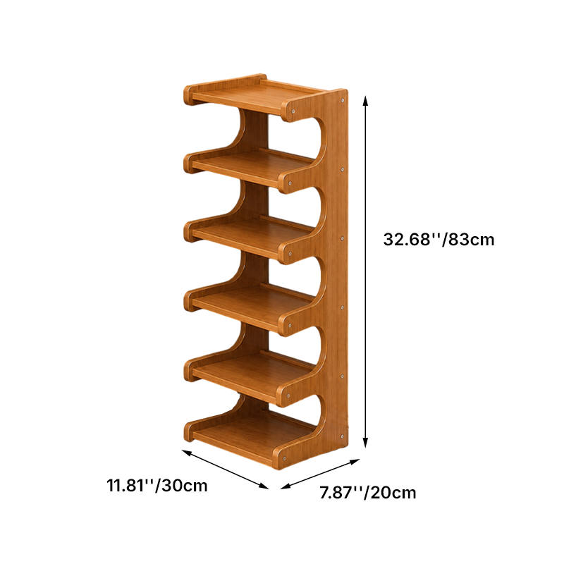 Contemporary Scandinavian Rectangular Nan Bamboo Medium-Density Fiberboard Storage Shelf Shoe Storage 2/3/4/5/6-Tier For Entryways & Living Room