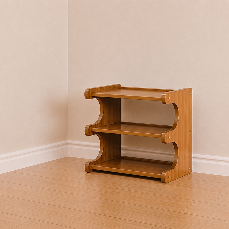 Contemporary Scandinavian Rectangular Nan Bamboo Medium-Density Fiberboard Storage Shelf Shoe Storage 2/3/4/5/6-Tier For Entryways & Living Room