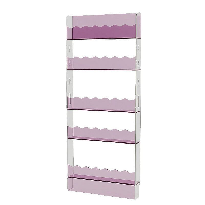 Contemporary Scandinavian Rectangular Acrylic Ultra-Slim Storage Bookshelf 5-Tier For Living Room