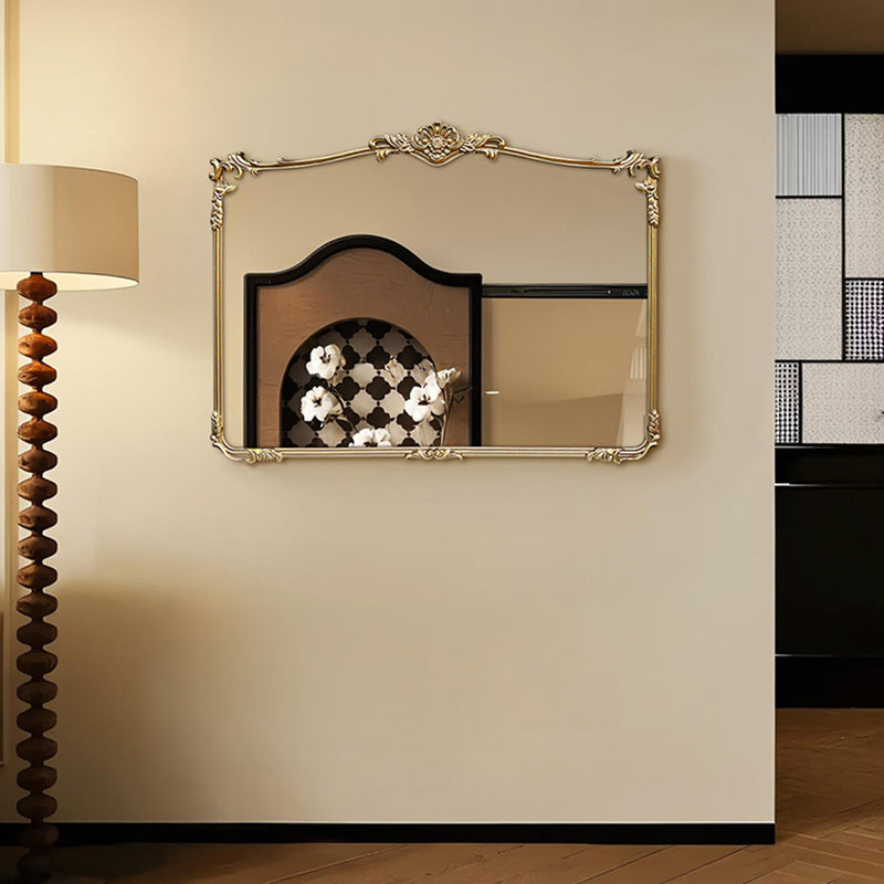 Traditional French Rectangular HD Silver Mirror Medium-Density Fiberboard Carved Wall Mirror For Bathroom & Bedroom
