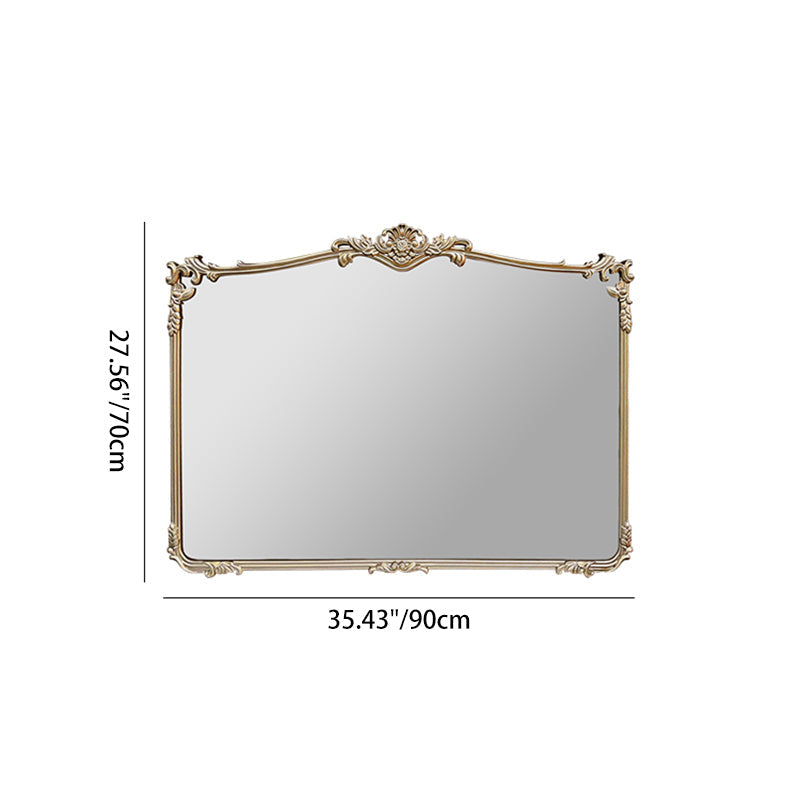 Traditional French Rectangular HD Silver Mirror Medium-Density Fiberboard Carved Wall Mirror For Bathroom & Bedroom