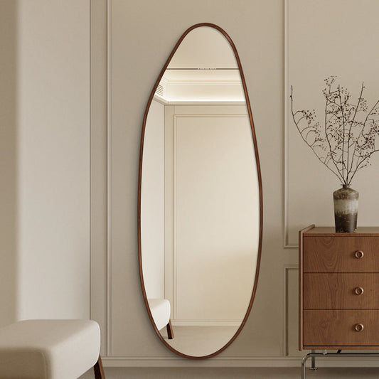 Traditional Vintage Oval HD Silver Mirror Aluminum Alloy Full-Length Wall Mirror For Living Room & Bedroom