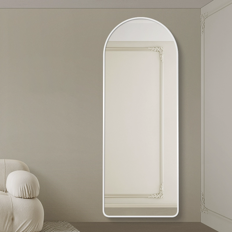 Modern Luxury Arched HD Silver Mirror Aluminum Alloy Full-Length Wall Mirror For Bedroom