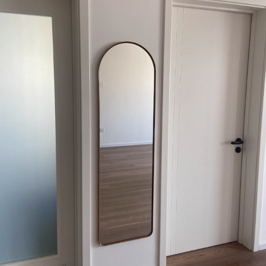 Modern Luxury Arched HD Silver Mirror Aluminum Alloy Full-Length Wall Mirror For Bedroom