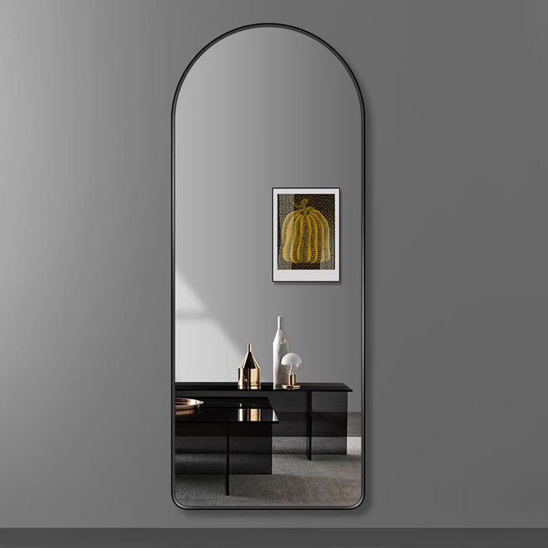 Modern Luxury Arched HD Silver Mirror Aluminum Alloy Full-Length Wall Mirror For Bedroom