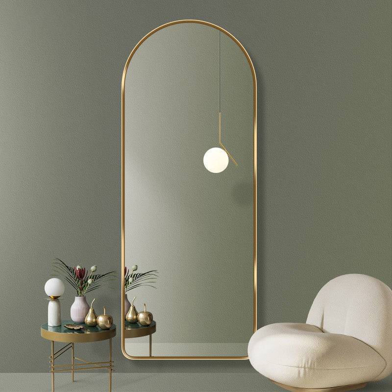 Modern Luxury Arched HD Silver Mirror Aluminum Alloy Full-Length Wall Mirror For Bedroom