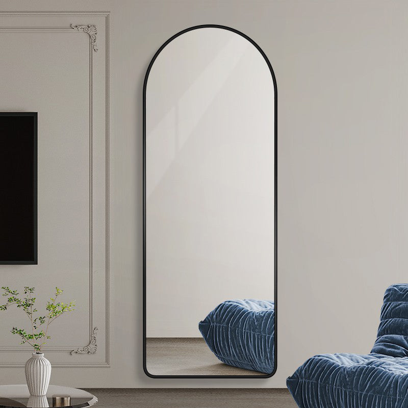 Modern Luxury Arched HD Silver Mirror Aluminum Alloy Full-Length Wall Mirror For Bedroom