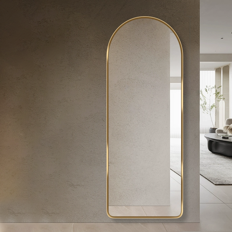 Modern Luxury Arched HD Silver Mirror Aluminum Alloy Full-Length Wall Mirror For Bedroom