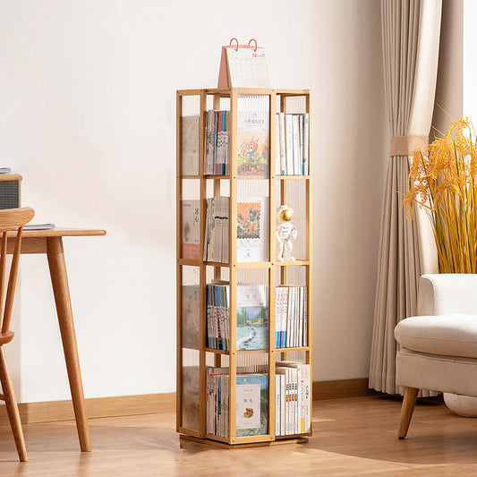 Modern Minimalist Rectangular Bamboo Acrylic Composite Board Bookshelves 4/5 Tier Rotatable For Living Room