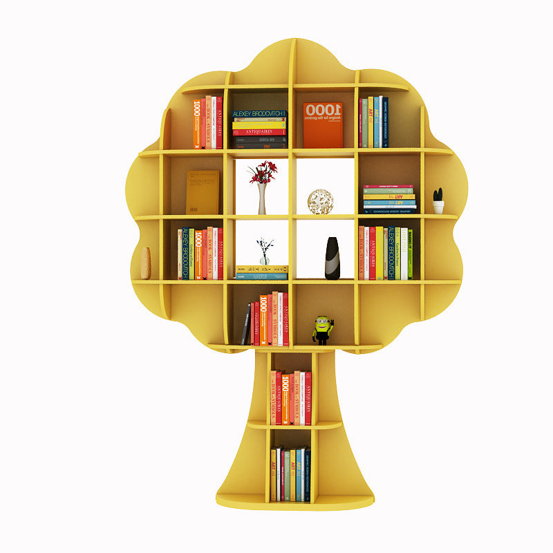 Modern Art Deco Tree-Shaped Multi-Layer Solid Wood Board Bookshelves 16-Cabinet For Living Room
