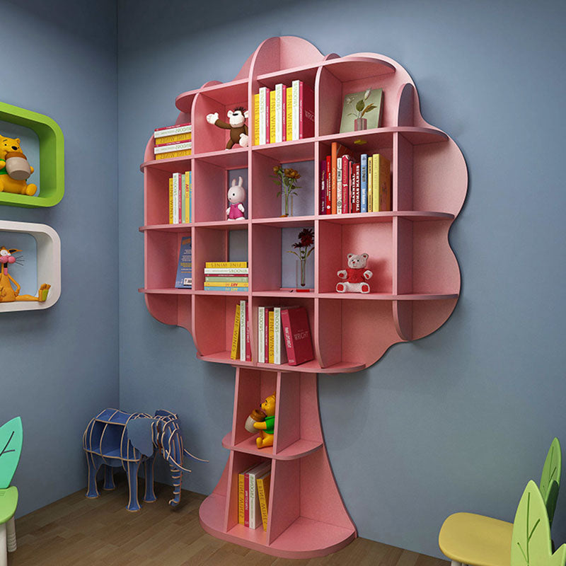 Modern Art Deco Tree-Shaped Multi-Layer Solid Wood Board Bookshelves 16-Cabinet For Living Room