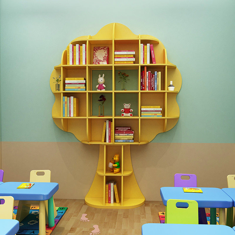 Modern Art Deco Tree-Shaped Multi-Layer Solid Wood Board Bookshelves 16-Cabinet For Living Room