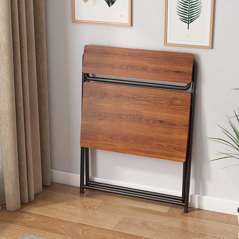 Modern Minimalist MDF Iron Rectangular Foldable Desk With 2 Tiers For Home Office And Study