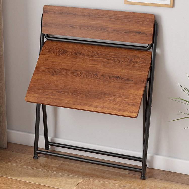 Modern Minimalist MDF Iron Rectangular Foldable Desk With 2 Tiers For Home Office And Study