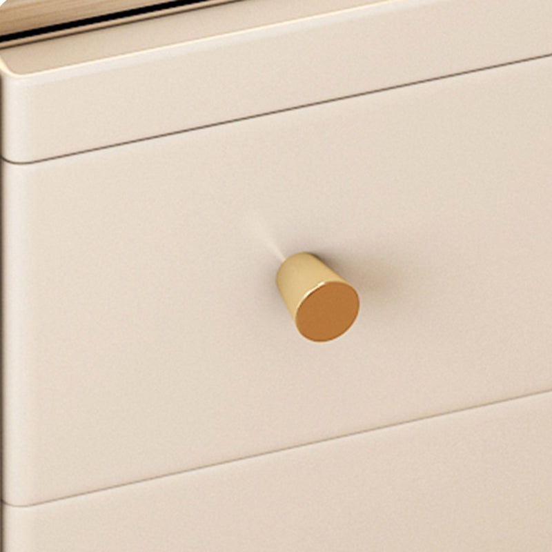 Contemporary Nordic Rubber Wood Hardware Rectangular Narrow Nightstand With 2-Drawer And 1-Cabinet For Bedside Storage