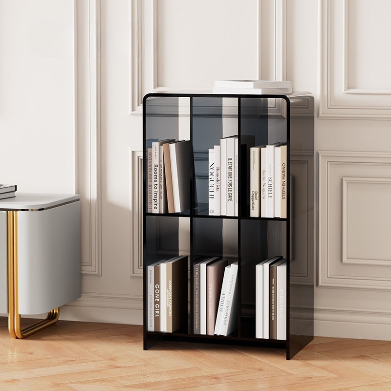 Modern Minimalist Rectangular Acrylic Bookshelf 2-Tier For Living Room