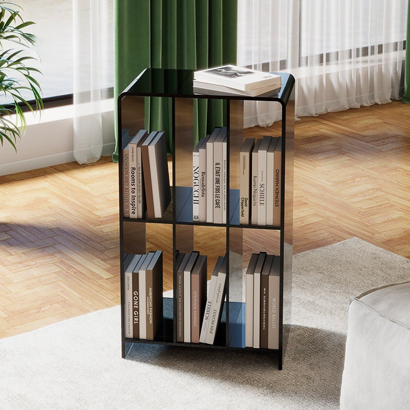 Modern Minimalist Rectangular Acrylic Bookshelf 2-Tier For Living Room