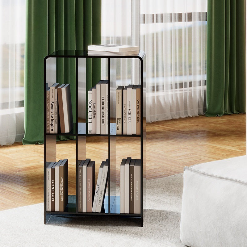 Modern Minimalist Rectangular Acrylic Bookshelf 2-Tier For Living Room