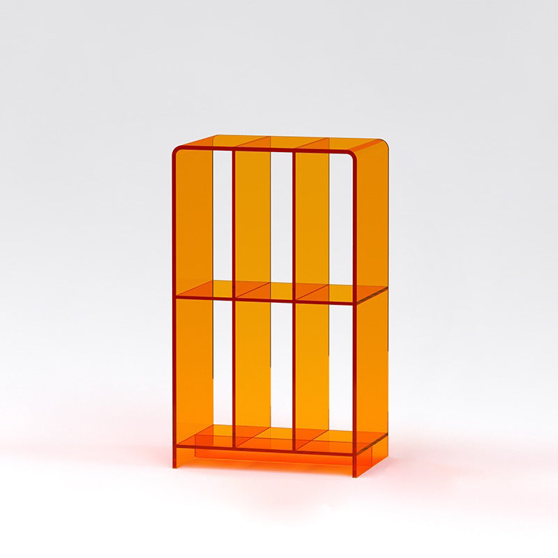 Modern Minimalist Rectangular Acrylic Bookshelf 2-Tier For Living Room