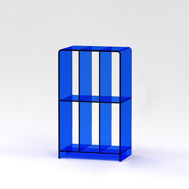 Modern Minimalist Rectangular Acrylic Bookshelf 2-Tier For Living Room