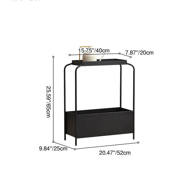 Modern Minimalist Rectangular Iron Side Table 1-Tier 1-Cabinet For Living Room