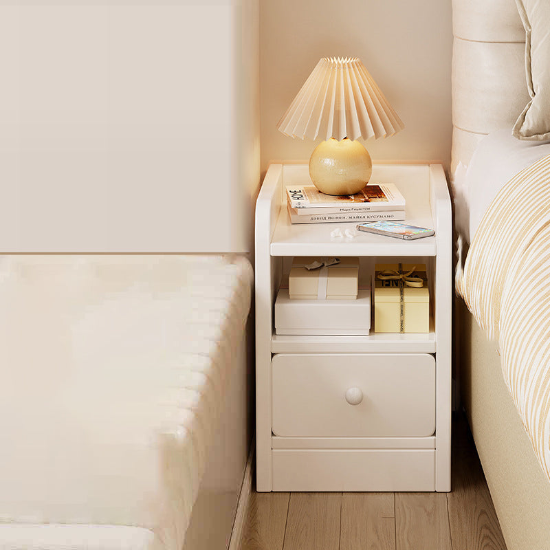 Modern Minimalist Rectangular Plywood Space-Saving Nightstand 1/2-Drawer For Bedroom