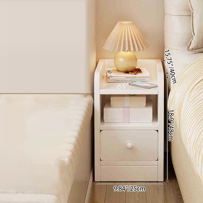 Modern Minimalist Rectangular Plywood Space-Saving Nightstand 1/2-Drawer For Bedroom