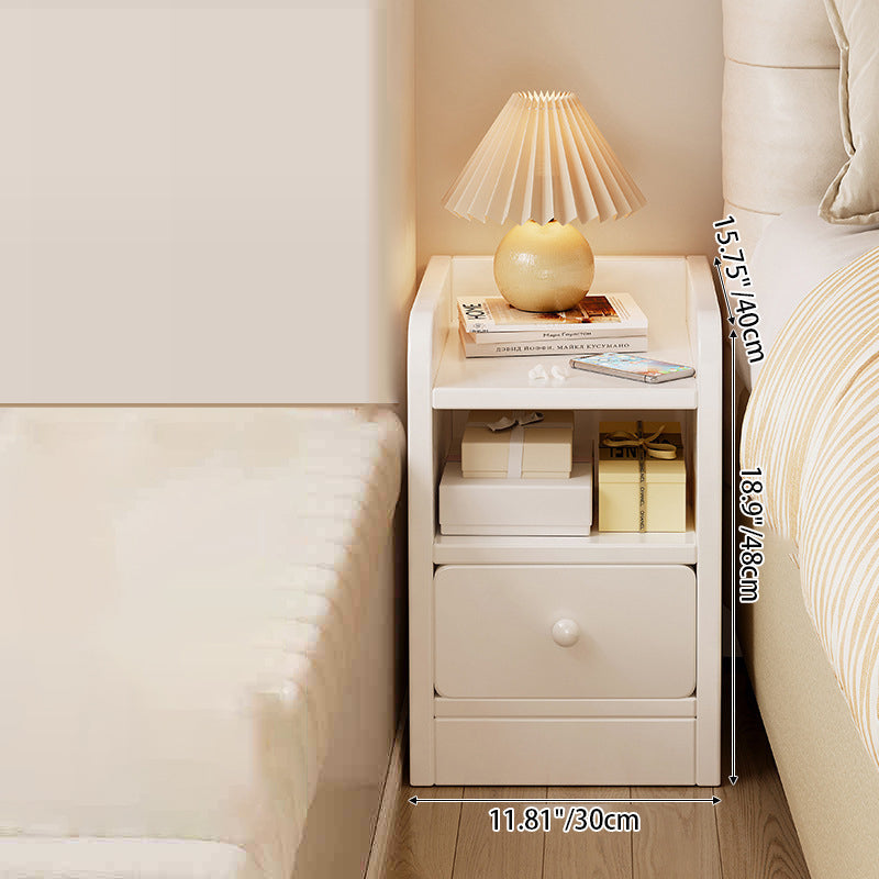 Modern Minimalist Rectangular Plywood Space-Saving Nightstand 1/2-Drawer For Bedroom