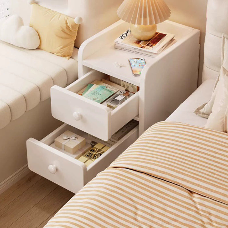 Modern Minimalist Rectangular Plywood Space-Saving Nightstand 1/2-Drawer For Bedroom