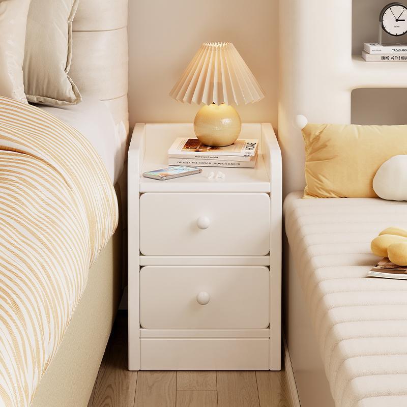 Modern Minimalist Rectangular Plywood Space-Saving Nightstand 1/2-Drawer For Bedroom