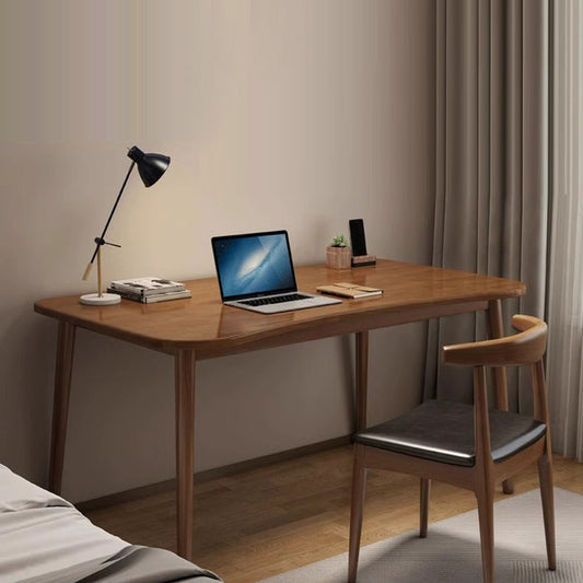 Modern Minimalist Rectangular Rubberwood Desks 4- Leg For Home Office