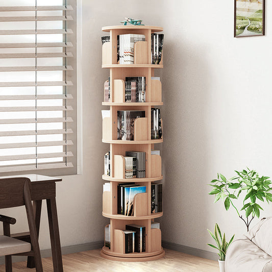 Modern Minimalist Pine Board Bookshelves 6-Tier Rotatable For Home Office