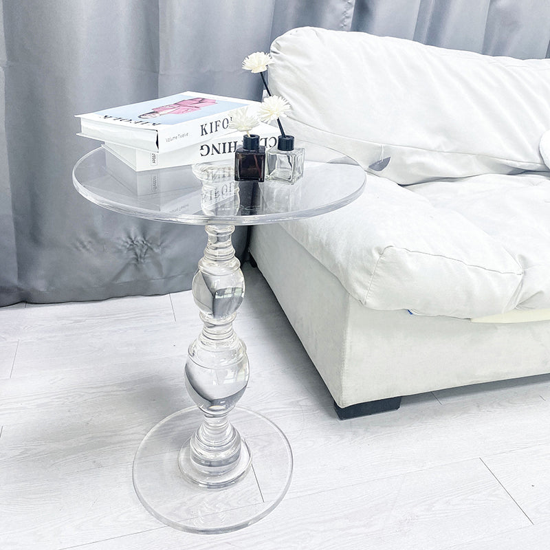 Modern Minimalist Round Tabletop Acrylic Coffee Table 1-Leg For Living Room