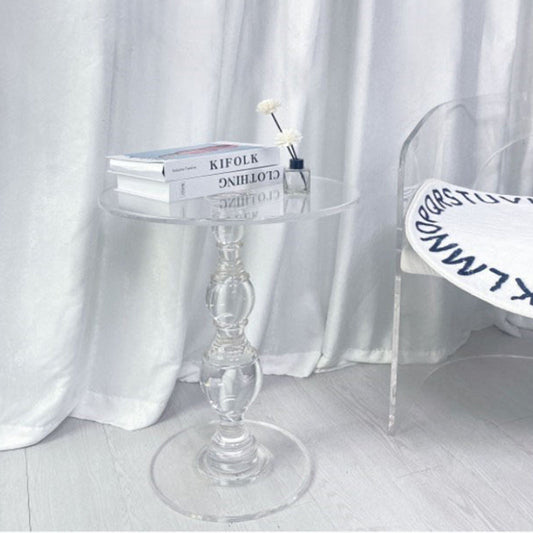 Modern Minimalist Round Tabletop Acrylic Coffee Table 1-Leg For Living Room