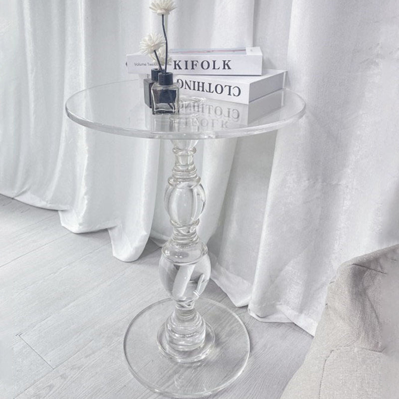 Modern Minimalist Round Tabletop Acrylic Coffee Table 1-Leg For Living Room