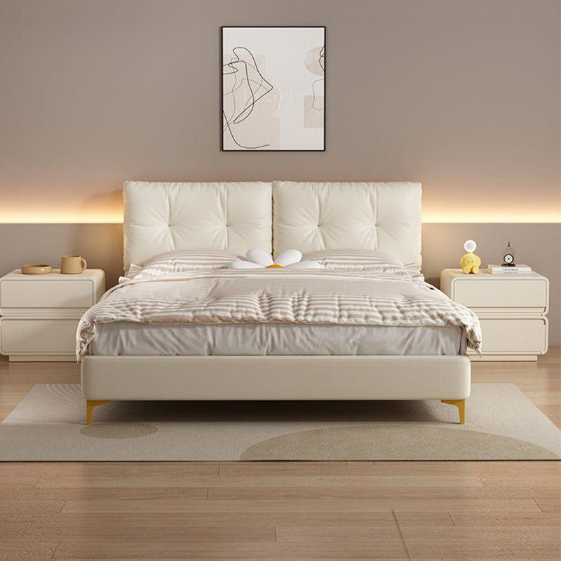 Modern Minimalist Square Finger-Jointed Pine Wood MDF Microfiber Leather Nightstand 2-Drawer For Bedroom