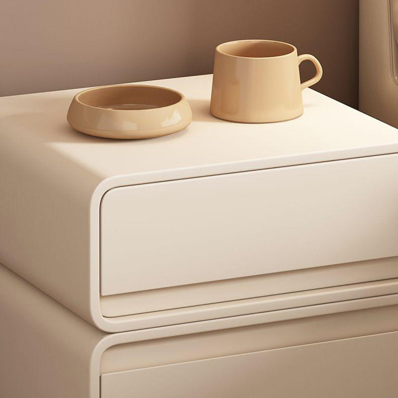 Modern Minimalist Square Finger-Jointed Pine Wood MDF Microfiber Leather Nightstand 2-Drawer For Bedroom