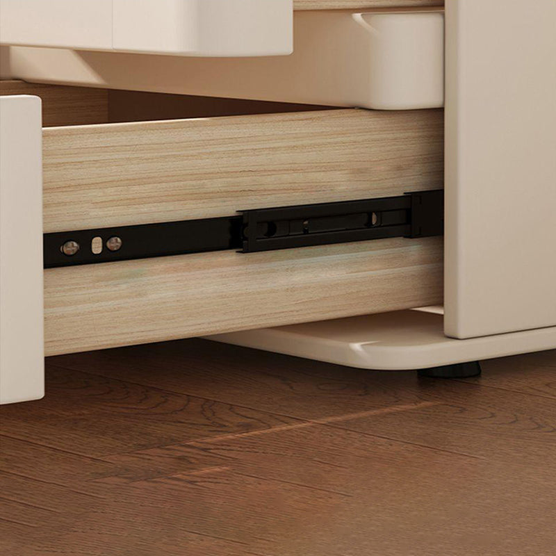 Modern Minimalist Square Finger-Jointed Pine Wood MDF Microfiber Leather Nightstand 2-Drawer For Bedroom