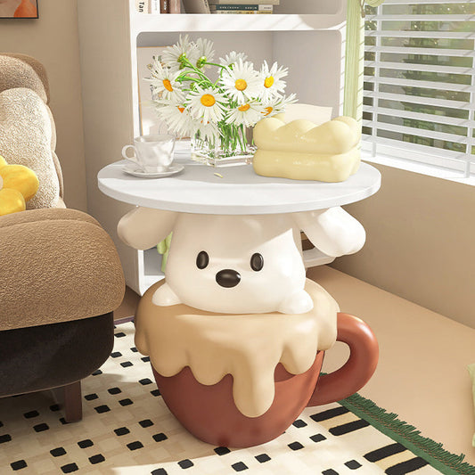 Contemporary Creative Kids Dog Shape MDF Resin Nightstand 1-Tier For Bedroom