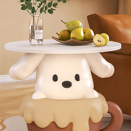 Contemporary Creative Kids Dog Shape MDF Resin Nightstand 1-Tier For Bedroom